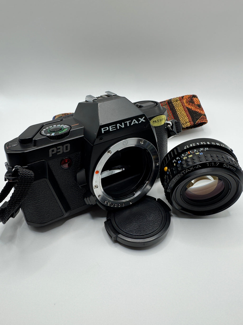 Pentax P30 35mm Film Camera + SMC Pentax-A 50mm f/1.7 Lens
Fully Tested | Very Good Condition | Ready to Shoot