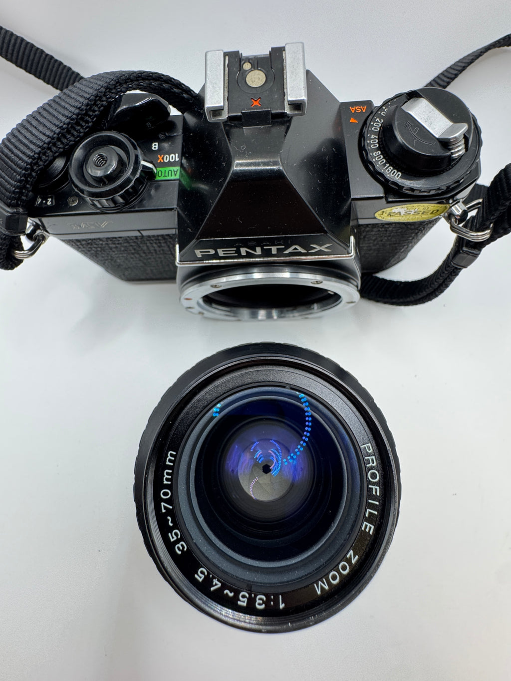 Pentax MV 35mm Film Camera with Profile Zoom 35–70mm Lens