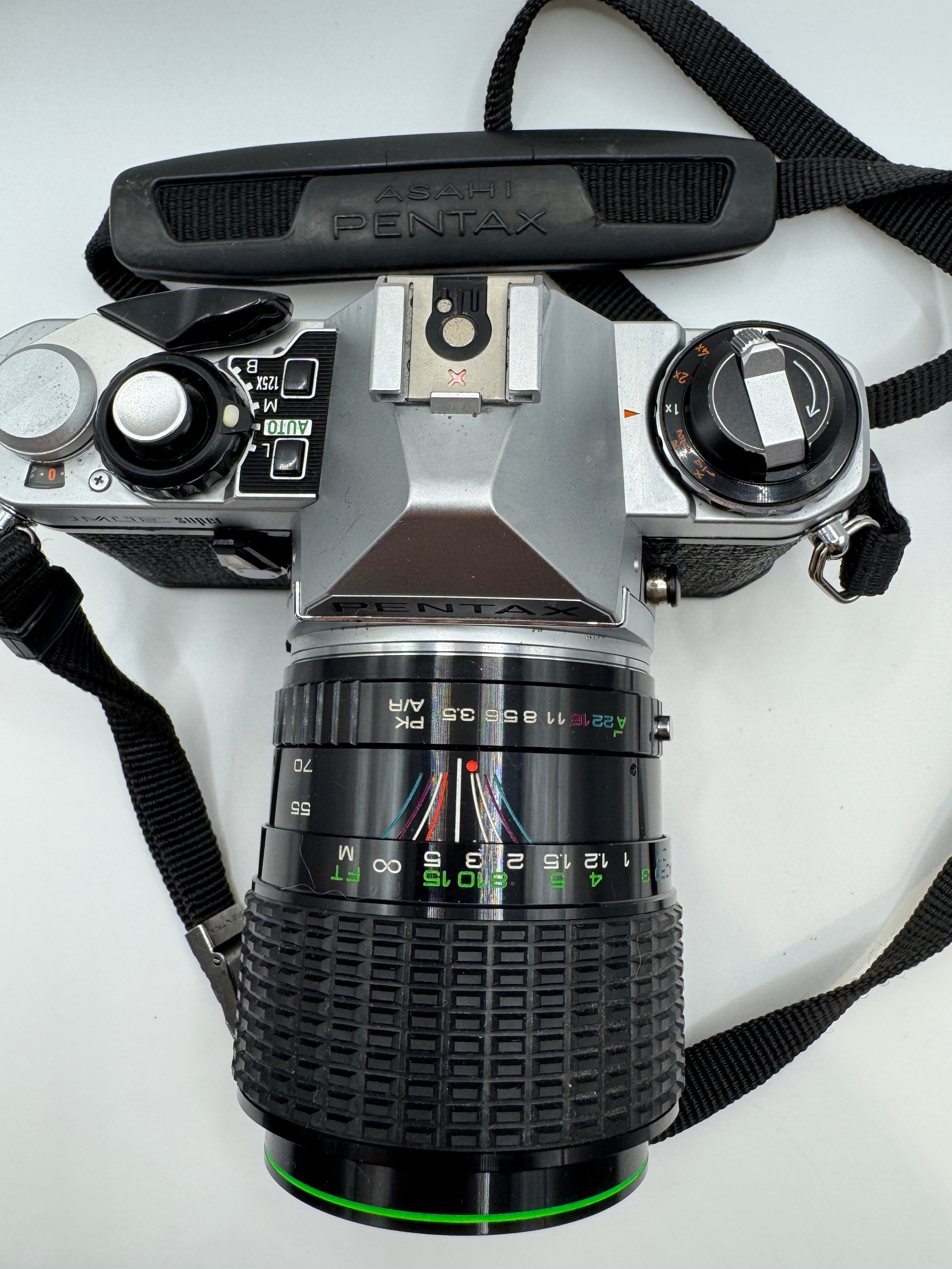 Pentax ME Super 35mm Film Camera with Hanimex 28–70mm Macro Zoom Lens