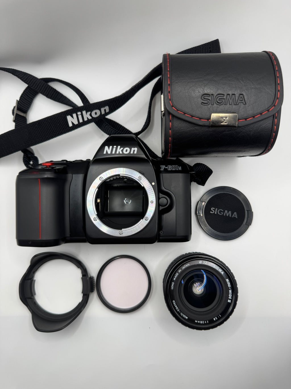 Nikon F-601M 35mm Film Camera with Sigma Mini-Wide II 28mm f/2.8 Macro Lens