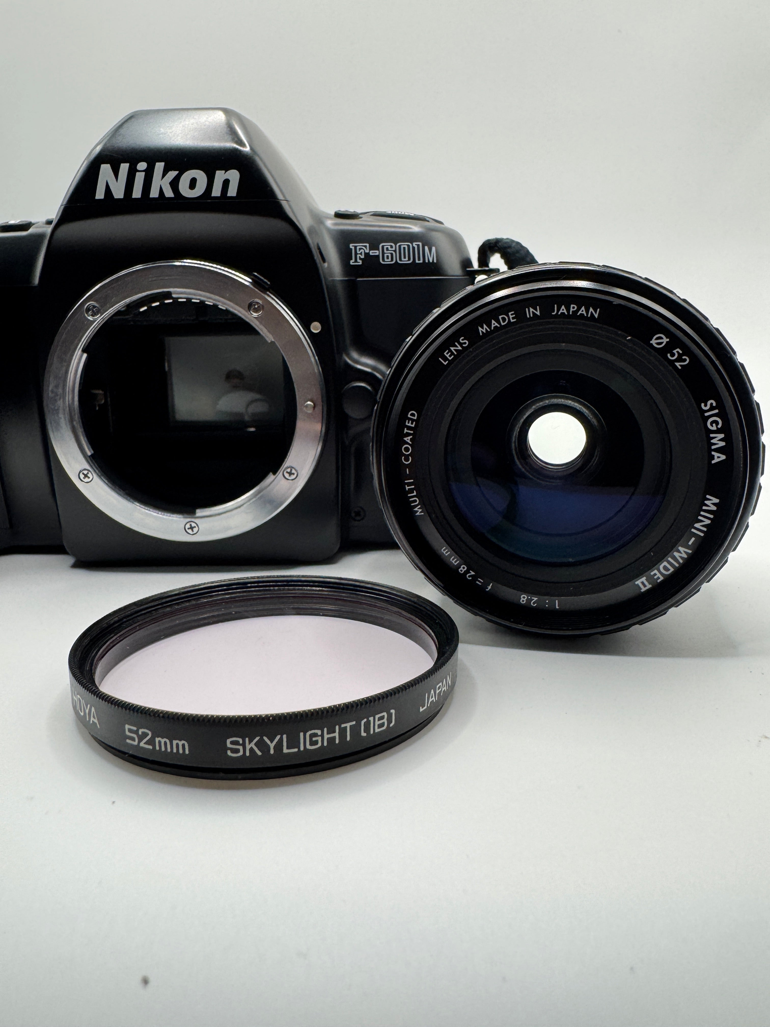 Nikon F-601M 35mm Film Camera with Sigma Mini-Wide II 28mm f/2.8 Macro Lens