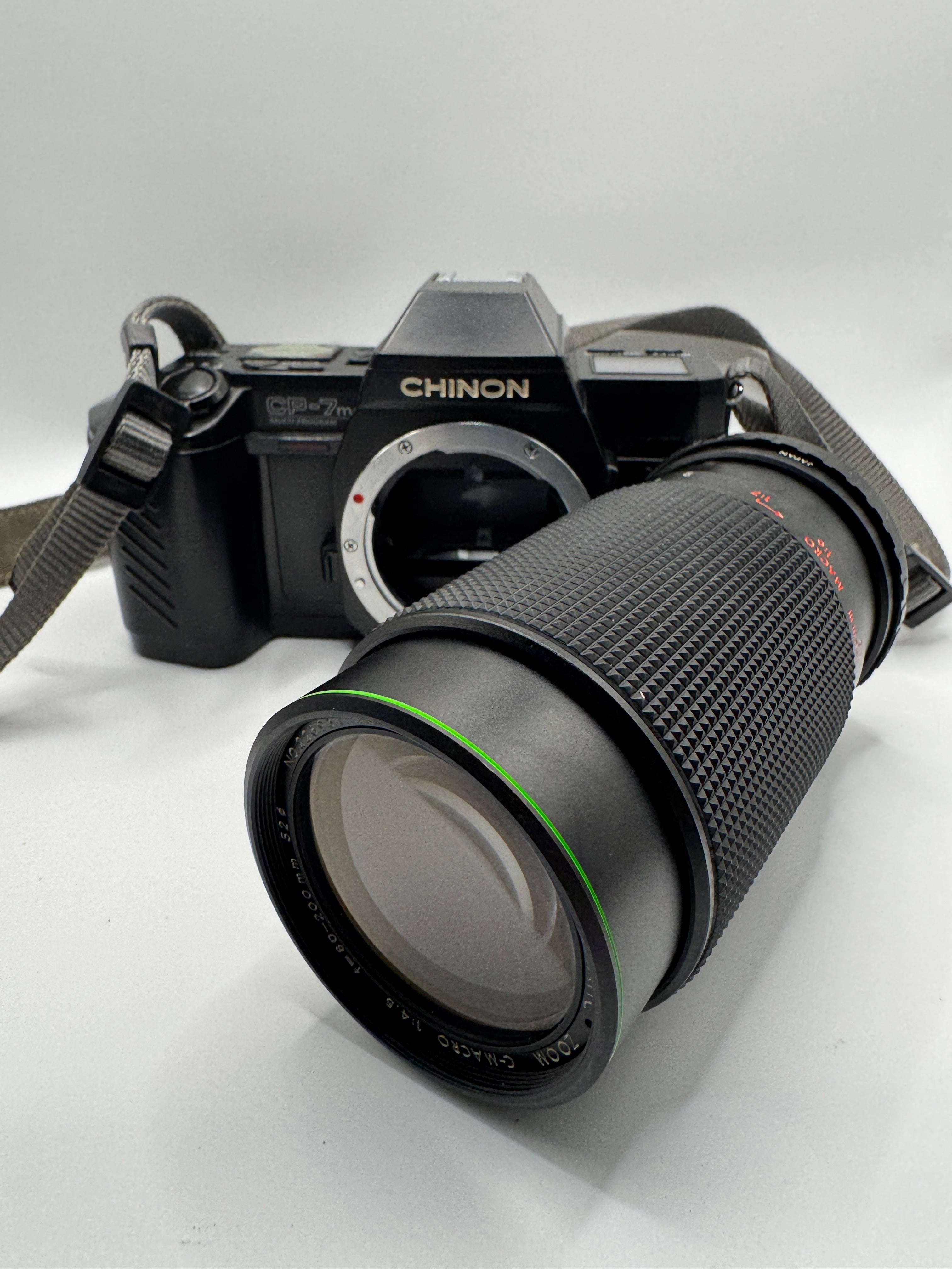 Chinon CP-7m 35mm Film Camera + Hanimex 80–200mm f/4.5 Zoom Lens Fully Tested | Excellent Condition | Ready to Shoot