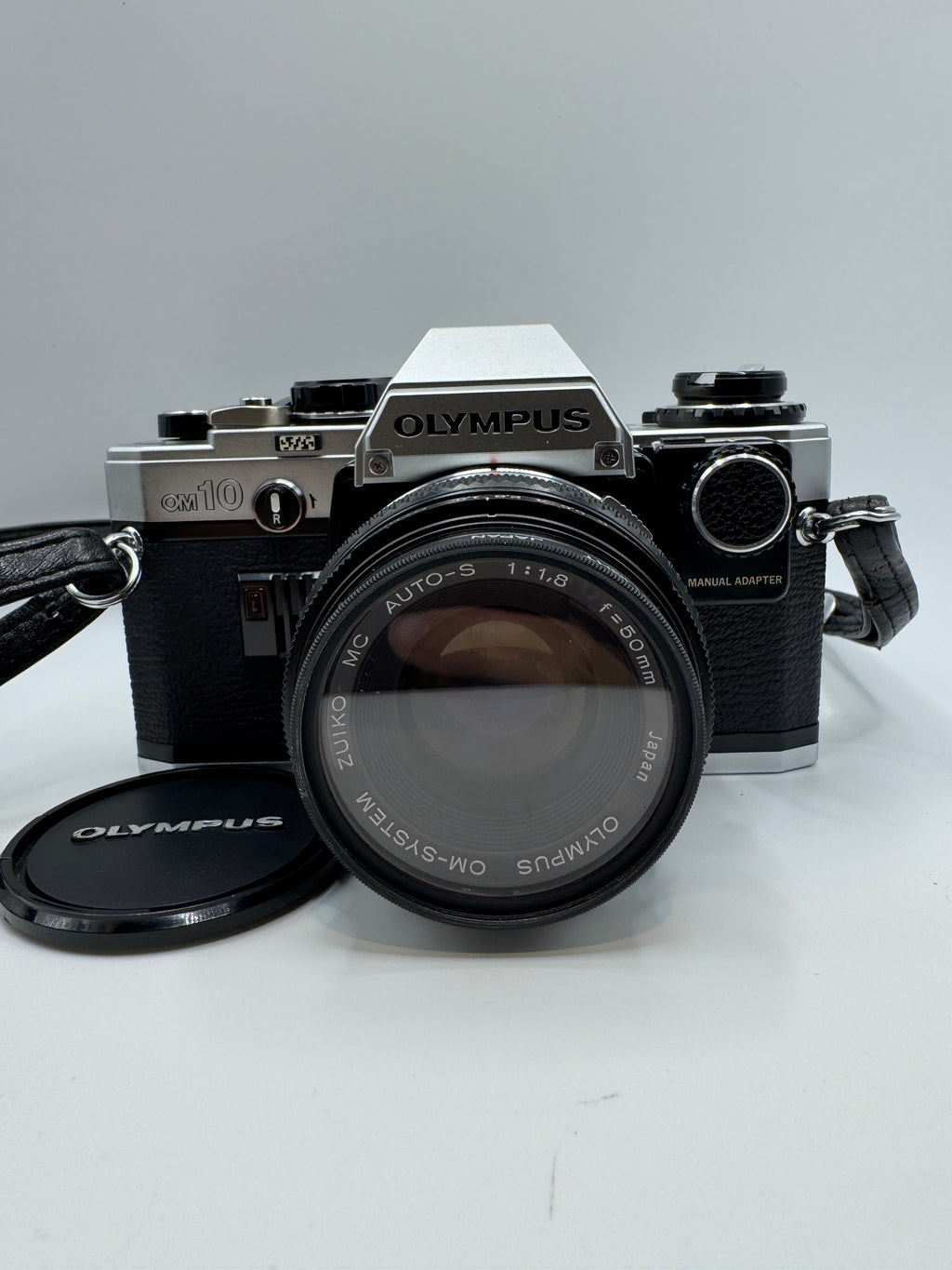 Olympus OM10 35mm Film Camera with Zuiko 50mm f/1.8 Lens Manual Adapter & Original Olympus Case