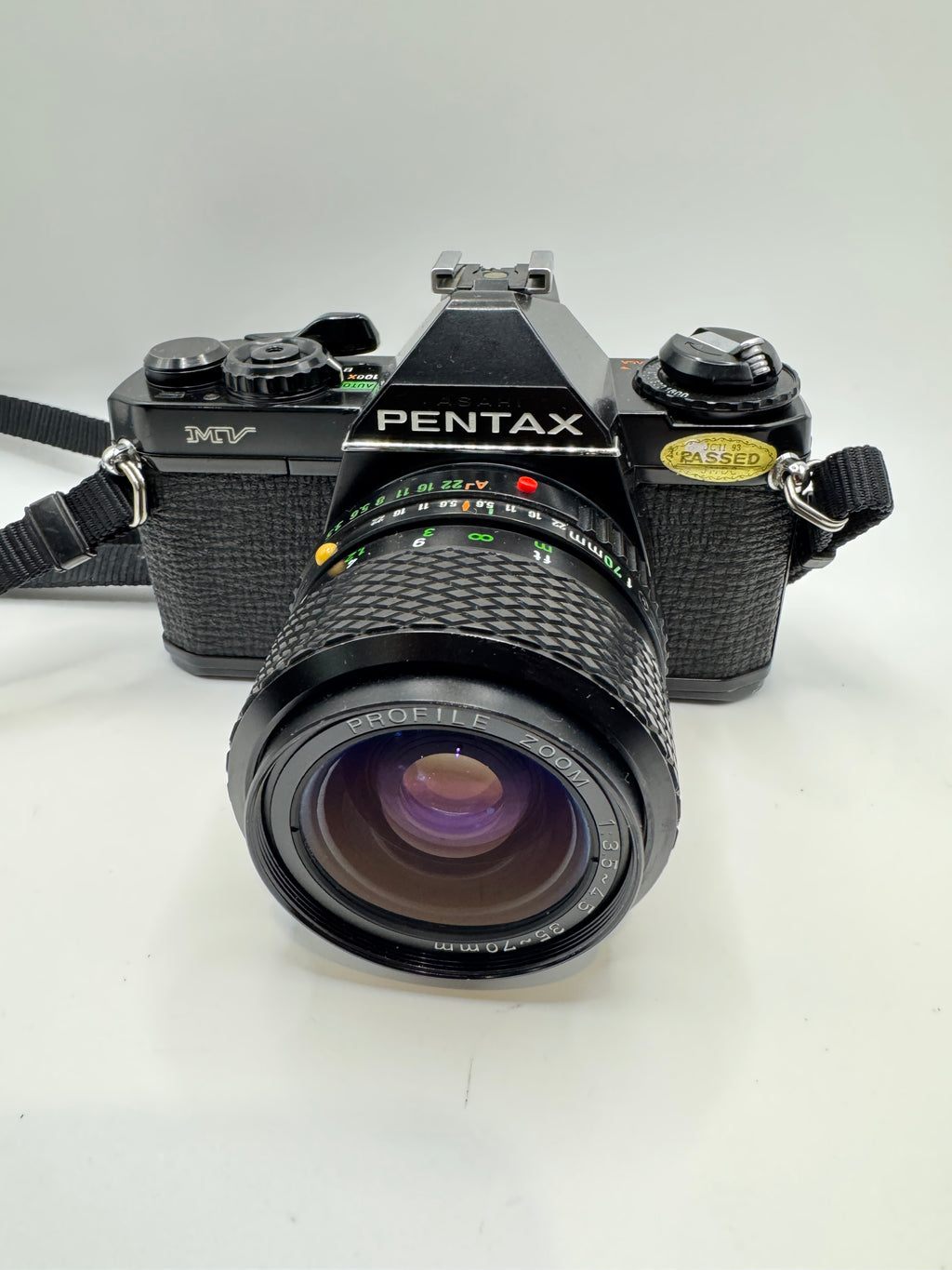 Pentax MV 35mm Film Camera with Profile Zoom 35–70mm Lens